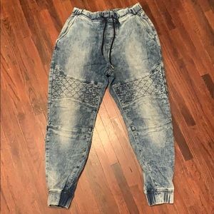 Guess Light Blue Acid Wash Joggers